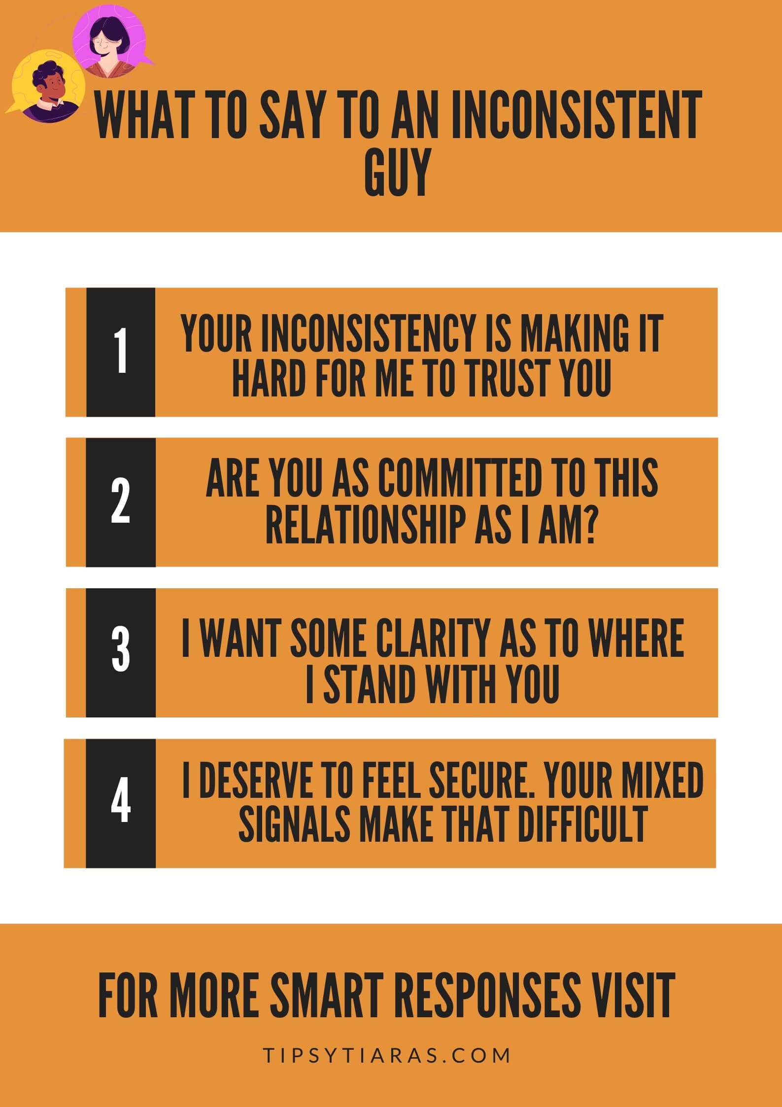 32 Responses To What To Say To An Inconsistent Guy