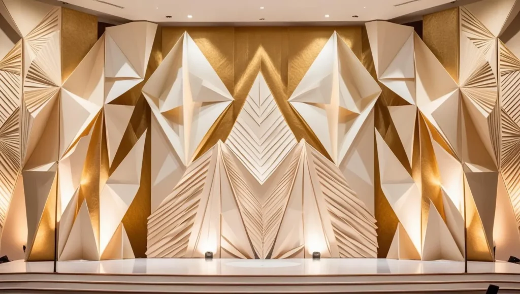Origami Stage 1024x579 1 The Art of Staging: Transforming Spaces with Curtains and Backdrops