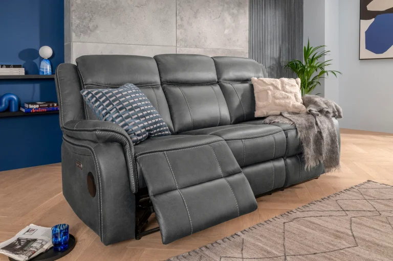 3setaerelectricpowerreclinersofawithdropdowntablewirelesschargingusbslotsreclinebuttonsledlightingstoragebluetoothspeakersstitchingcupholdersseries3 2 ﻿Elevate Your Space with the Galaxy Tech three-Seater Recliner