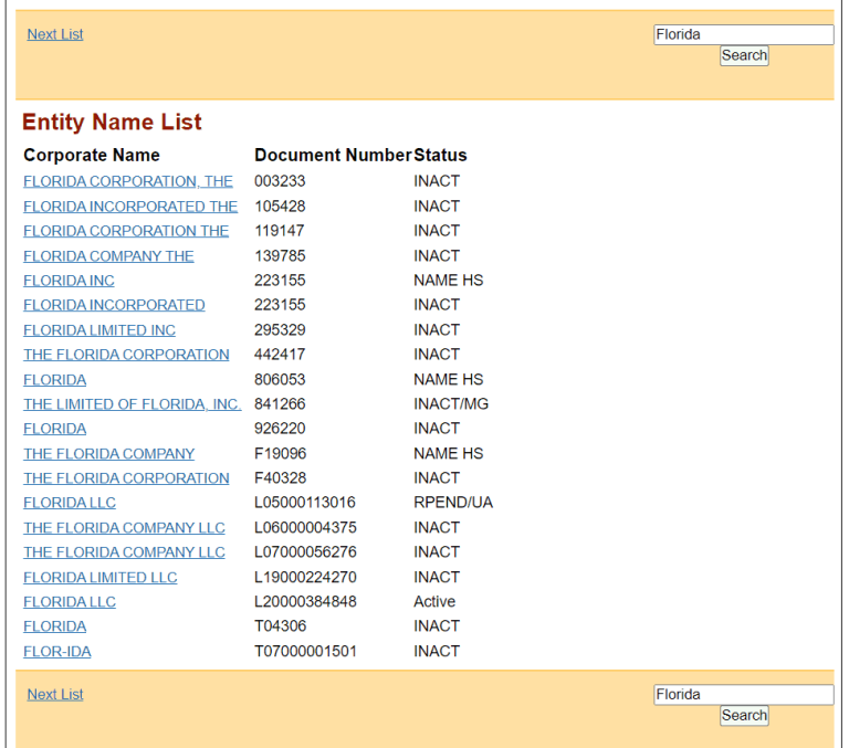 Florida SOS Business Search