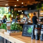 AmoderncannabisdispensaryinteriorshowcasesproductslikeCBDoilbottlesandadigitaldisplayfeaturingacannabisleaf.Blurredshoppers lushplants andanintegratedsoftwareplatformenhancetheshoppin From Seed to Sale: Key Tools for Cannabis Retail Operations
