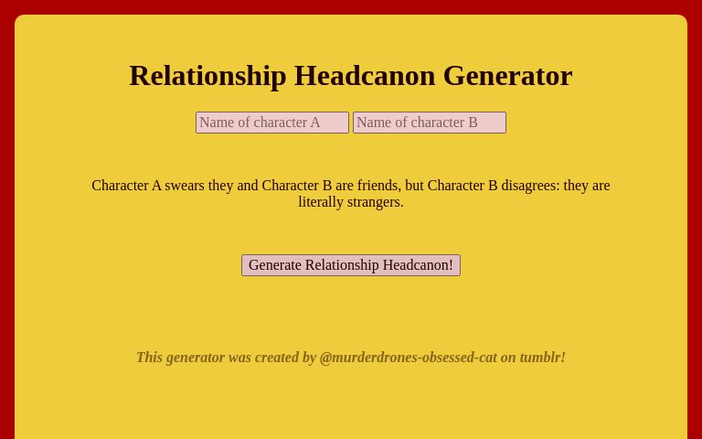 Headcanon Generator