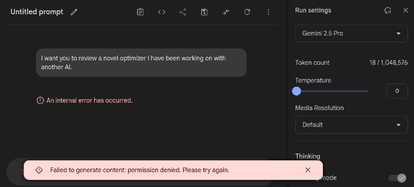 Failed to Generate Content: Permission Denied. Please Try Again.